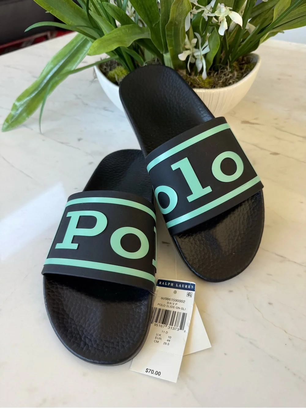 New POLO Logo Slide Men’s 11 Black/Mint